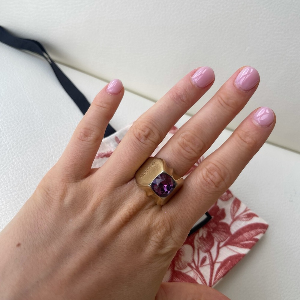 NEW GUCCI PURPLE STUDS MOTIF THICK PINKY RING M - Picture 8 of 8